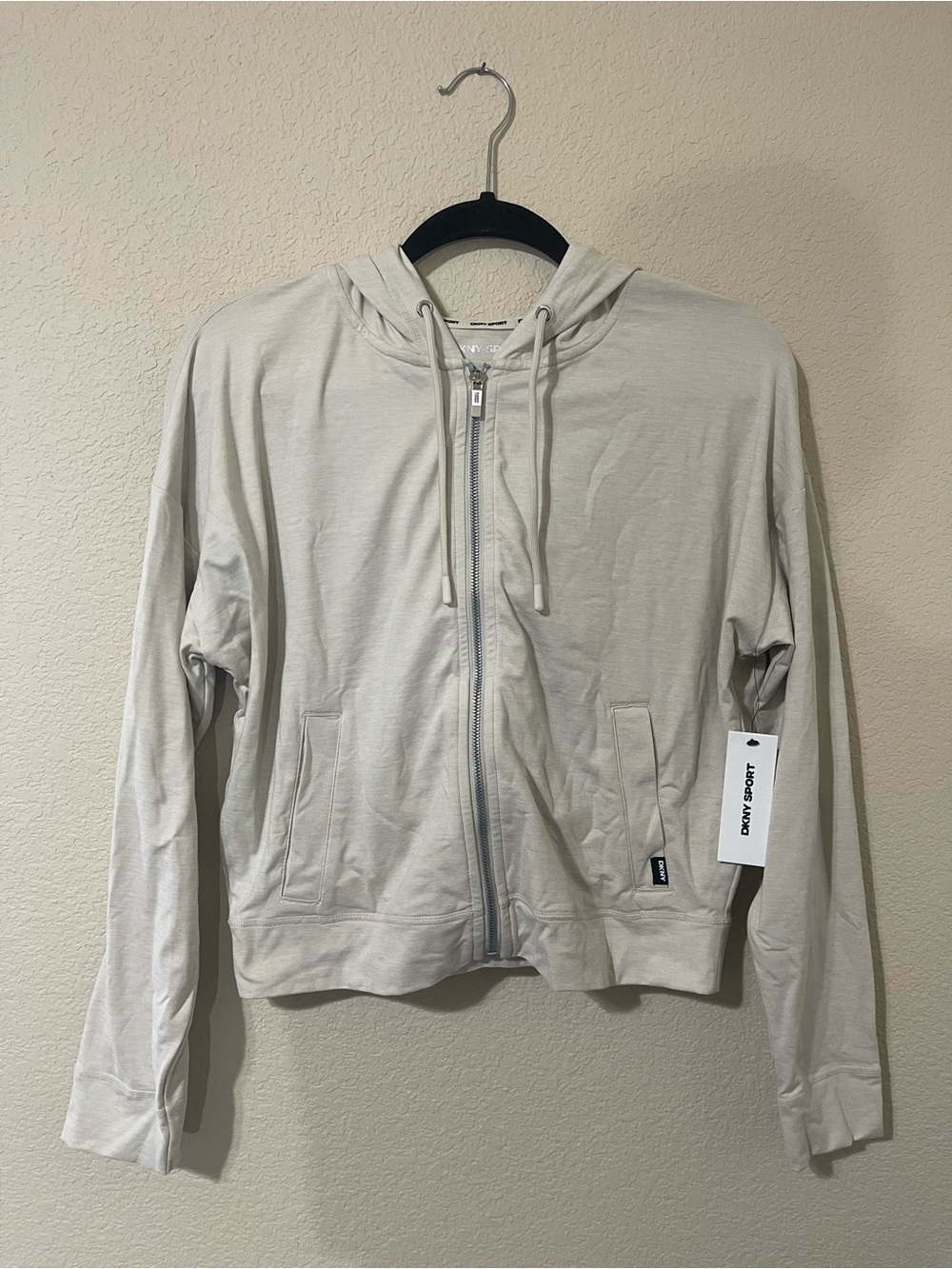 DKNY Cream Zip-Up Hoodie Jacket